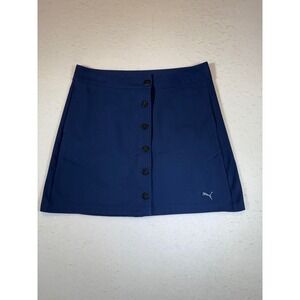 Puma Womens Navy Blue Golf Skirt Button Front Athletic Tennis Skirt Size 10